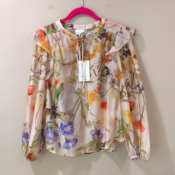 Bailey 44 Tops - NWT Bailey 44 Floral Ruffle Shoulder Long Sleeve Multicolor  Blouse Top Womens M
